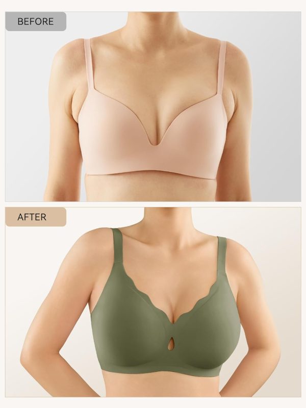 Bras for Women No Underwire Wave Push Up Wireless Bra Seamless Bras Full Coverage  Lift Everyday Bras - Image 2