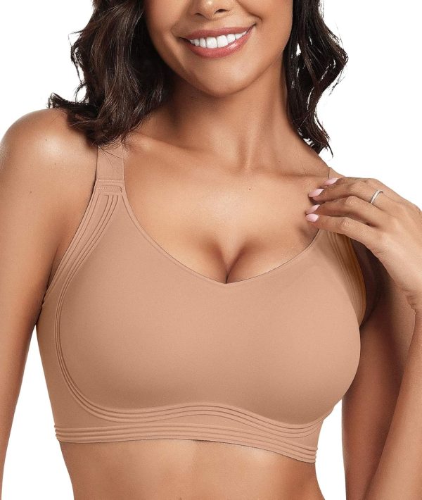 Womens Seamless Push Up Bras No Underwire Full Coverage Comfortable Bra V Neck  Wireless Everyday Bra