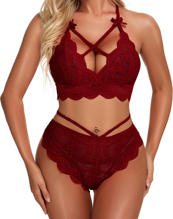 Women Lingerie Set Lace  and Panty Set Strappy Lace Lingerie